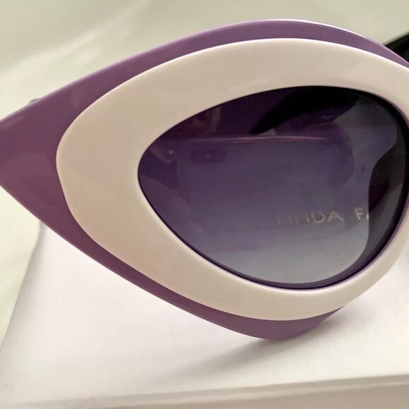 LINDA FARROW Prabal Gurung Cat Eye PopArt Purple White Geometric PG17 Sunglasses main image 9